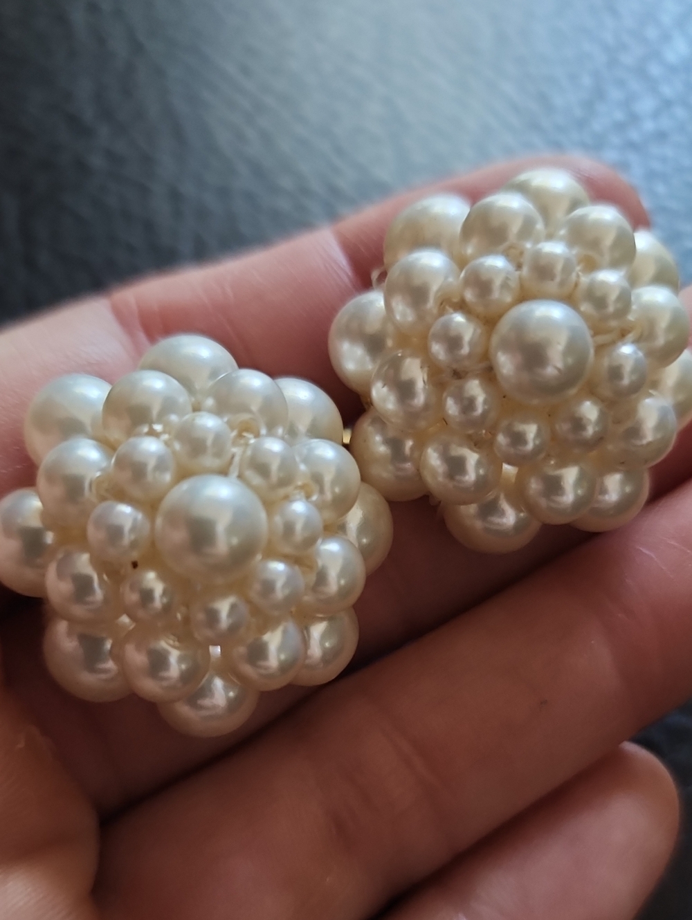 VTG Pearl Cluster Clip-On Earrings - Ivory Pearl